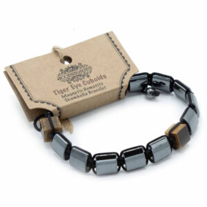 Magnetic Hematite Shamballa Bracelet -  Tiger Eye Cuboids